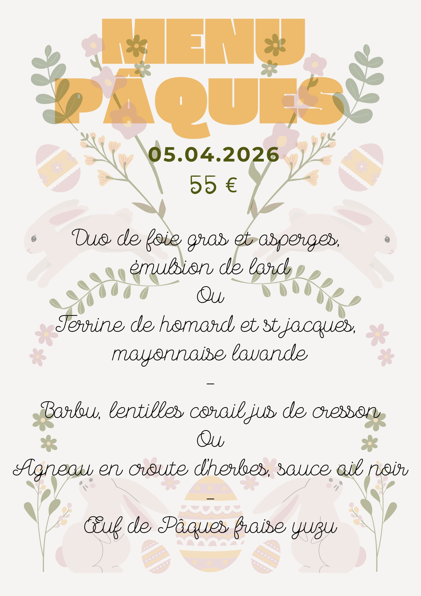 Affiche A3 Joyeuse P&acirc;ques Moderne Organique Jaune Vert et Rose (A4).jpg